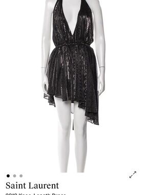 Saint Laurent Black Metallic Halter High-Low Dress
